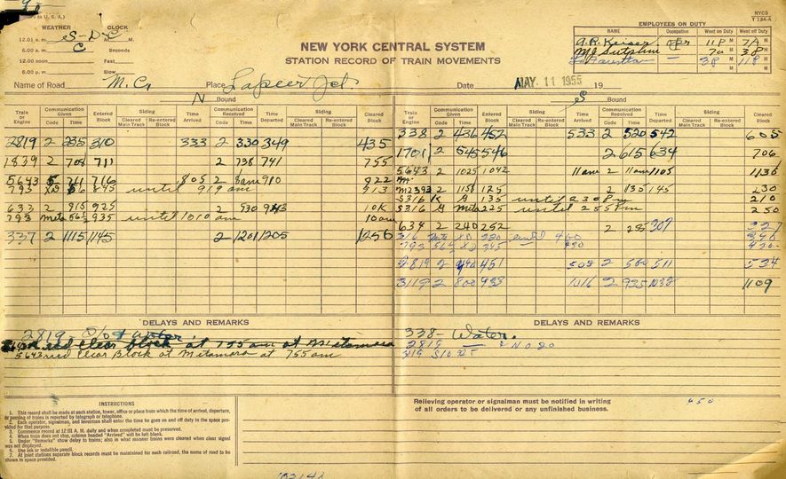 Lapeer Jct NYC Train Register